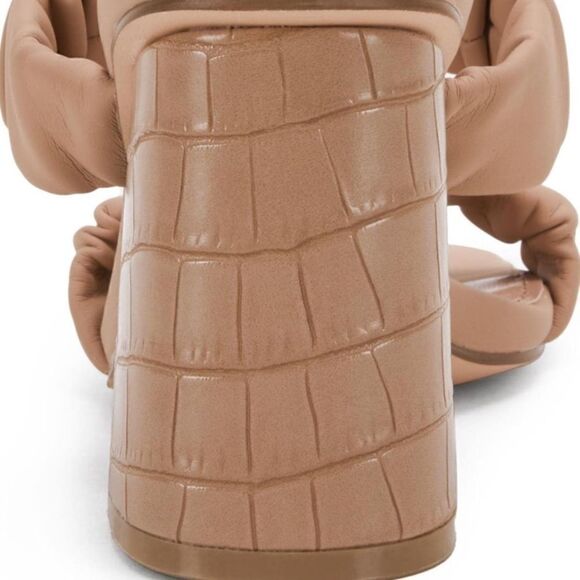 Coutgo Scrunch Stretch Strap Chunky Heeled Slip on Slides Backless Block Sandals - Picture 11 of 11